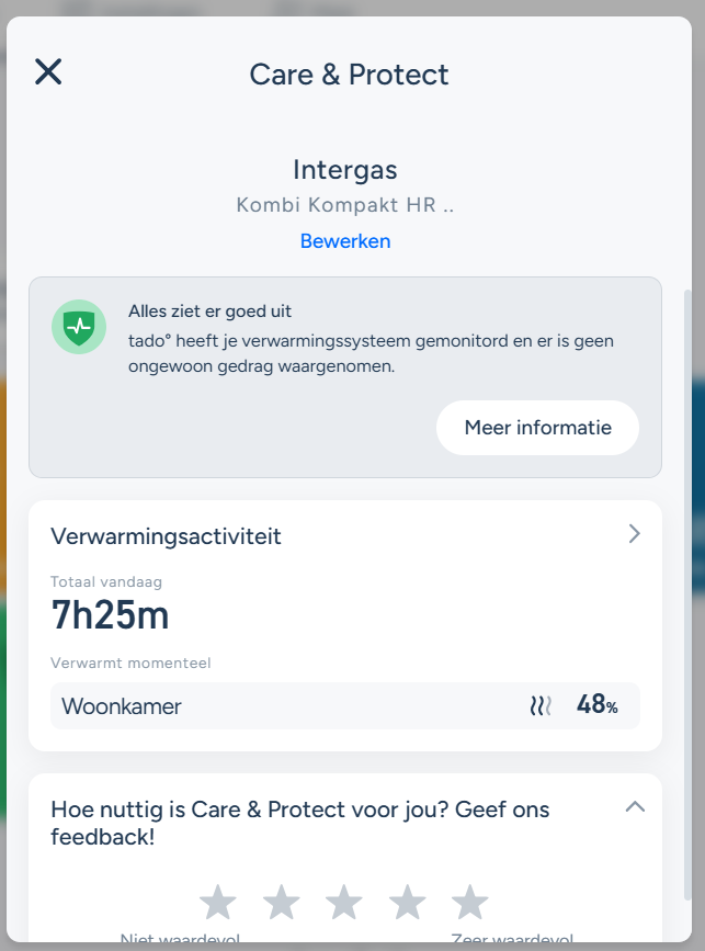 Brand percentage in de Tado app